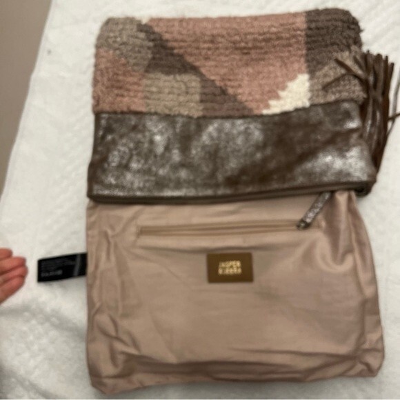 Anthropologie Jasper Jeera Woven Leather Tassled Clutch NWOT - Picture 5 of 13